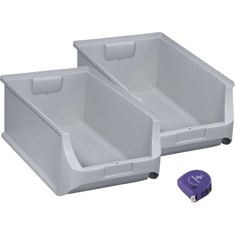 vasalat Stapelboxen 500x310x200mm Gr.5, Sichtlagerboxen für Werkstatt Garage und Lager, Kunststoff grau, 2x Sichtlagerkästen (1/5)