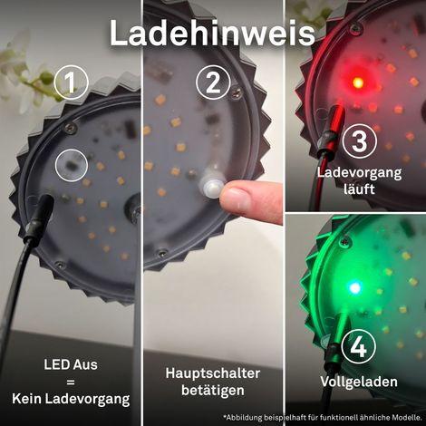 LED Tischlampe Akku LED Tischleuchte Dimmbar Kabellos Touch Aussen/Innen