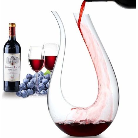Weindekanter, 1,5-Liter-Glasdekanter, Rotweinbelüfter, mundgeblasener Weindekanter, Weindekanter (1/4)