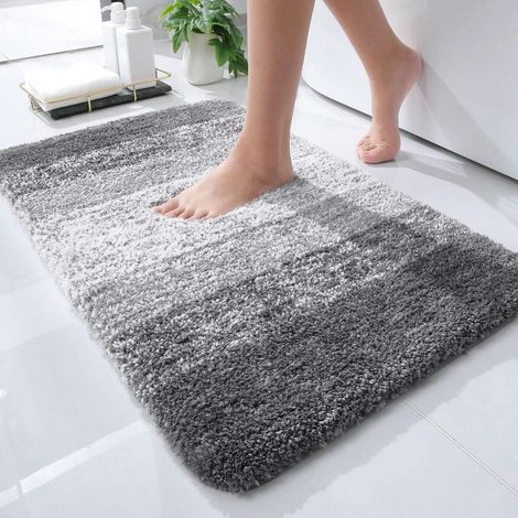 Petit tapis de bain 60 x 40 cm — Tapis de bain en microfibre ultra douce avec couche de caoutchouc antidérapante sur le dessous, séchage rapide et lavable en machine, convient pour la salle de bain et (1/5)