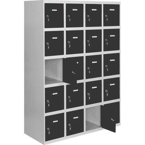 SimonRack Armadietto Spogliatoio Metallico 20 Ante, 4 Moduli, 1800x1200x500 mm, Serratura con Chiave e Areatori, Grigio/Antracite - Simonlocker