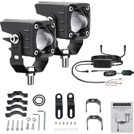 Motorcycle LED Driving Fog Lights 120W 18000lm 6 Modes d'éclairage Auxiliaire avec kit de faisceau de câblage et supports de montage TRACTOR COMPATIBLE COMPATIBLE BATEAU SUV UTV SUV (2 pack) (1/5)