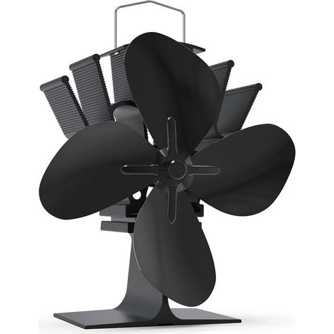 vounot Ventilateur Poêle à Bois 4 Lames Ventilateur Cheminée Appareil de Chauffage Alimenté Fixé sur le Tuyau de Cheminée Protection Contre le Surchauffe Noir (1/5)