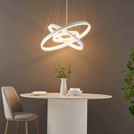 Grande suspension blanche trois anneaux LED - Nettuno
