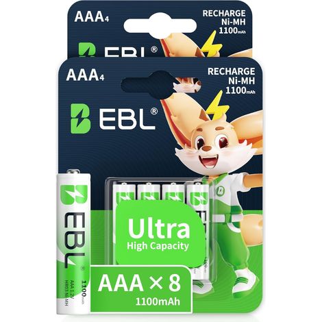 8PCS Piles Rechargeables AAA, AAA HR03 1,2V NiMH Piles Rechargeables 1200 Tech de Charge, pour Télécommande, Téléphone sans Fil, Jouet, Réveil, Électronique Domestiques (1/5)