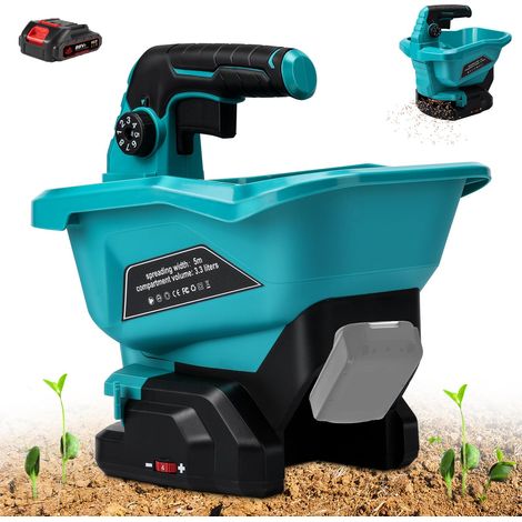 Épandeur d'engrais sans fil 3,3 L, 6 vitesses, couverture haute efficacité, angle réglable à 140°, outil de jardin motorisé (1 batterie)