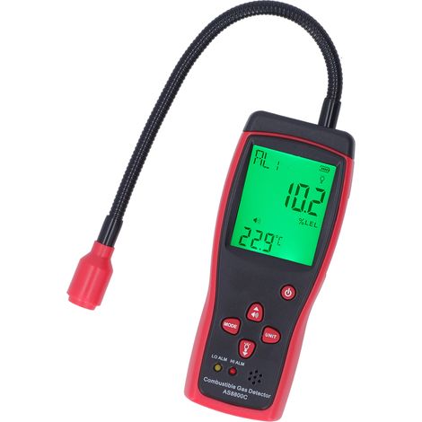 Brennbare Gaslecksuchgerät mit Digitalanzeige, flexibler Sonde, hintergrundbeleuchtetem LCD-Bildschirm, Messbereich 0-10000 ppm. (1/5)