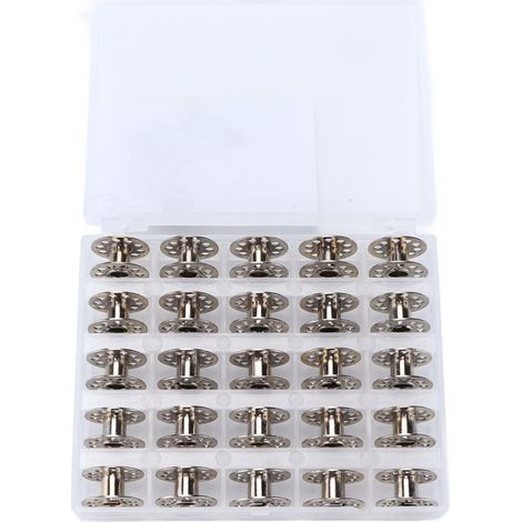 25 pièces Bobines Machine à Coudre en Acier Inoxydable Multifonction avec Boîte de Rangement pour Couture et Broderie (1/5)