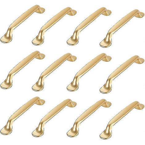 Lot de 12 poignées dorées pour armoires, tiroirs et portes de placards de chambre et de cuisine, avec vis. (1/4)