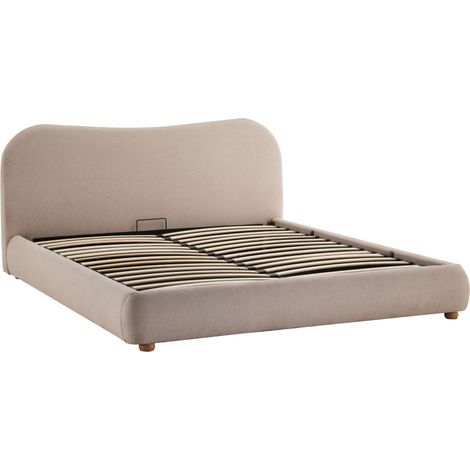 Lit coffre en tissu 160x200cm - Beige - Napo (1/5)