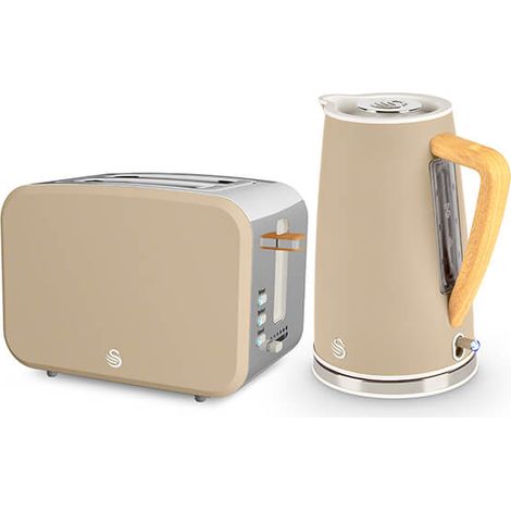Swan Nordic Oatmeal 1.7 Litre Cordless Kettle & 2 Slice Toaster Set