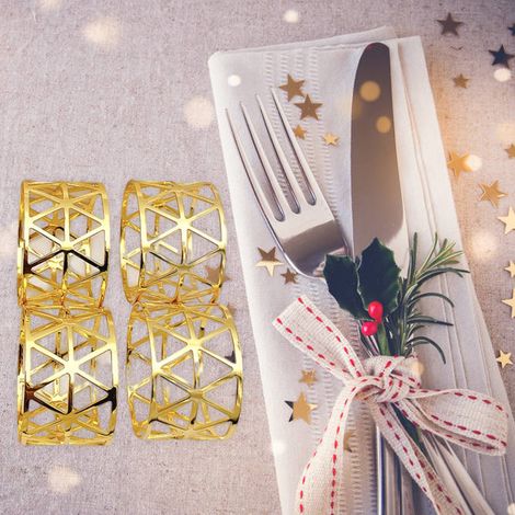 6er-Pack goldene Serviettenringe aus Metall für die Tischdekoration bei Hochzeiten, Partys, Abendessen und Jubiläen (1/5)