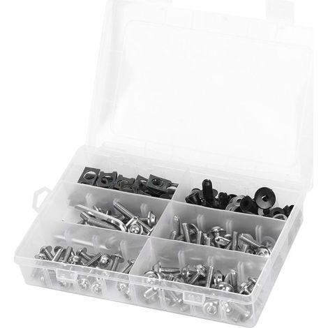 Kit de 173 pièces de boulons pour carénage de moto, vis et écrous pour pare-brise et carrosserie, quincaillerie pour moto, argent
