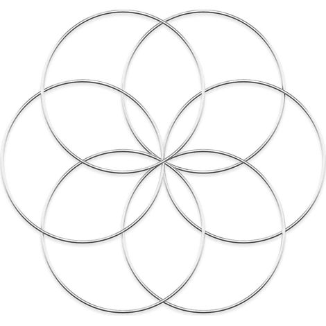 – 6 pièces cerceaux métal argenté (25 cm), DIY couronne mariage/déco murale (1/4)