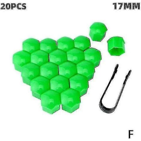 20 Stück 17 mm/19 mm/21 mm Radmutternkappen aus ABS für Autos, Reifenzierleisten, Radmutternabdeckungen, Schraubenschutzkappen-19mm-Green