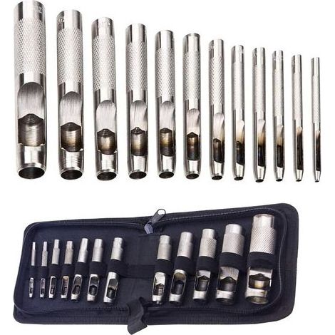 Kit di 12 punzoni per cuoio cavo, cinturini per orologi, tela, occhielli da 3 mm a 19 mm (metallo) (1/5)