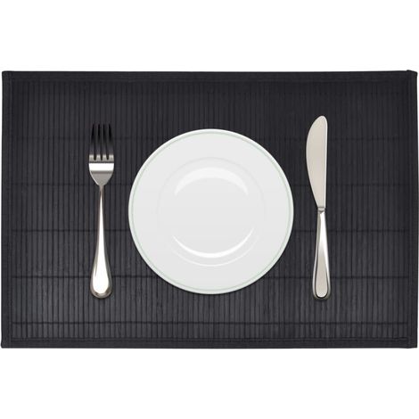 6 Bambus-Platzdeckchen 30 x 45 cm Schwarz
