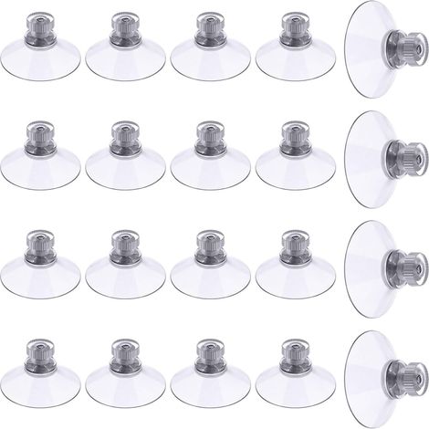 Lot de 20 ventouses avec filetage et écrou moleté, en PVC transparent de Ø40 mm, sans perçage. Crochet à ventouse extra-fort, idéal pour les fenêtres, la voiture, la décoration, la cuisine et la suspe (1/5)