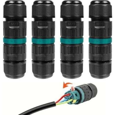 Lot de 4 Connecteur Etanche 3 Fils, Connecteurs de Fils Étanches, Boite de Jonction Electrique, Raccord Electrique Etanche IP68, Connexion de Câble Extérieur de Manchon pour Câble Sou