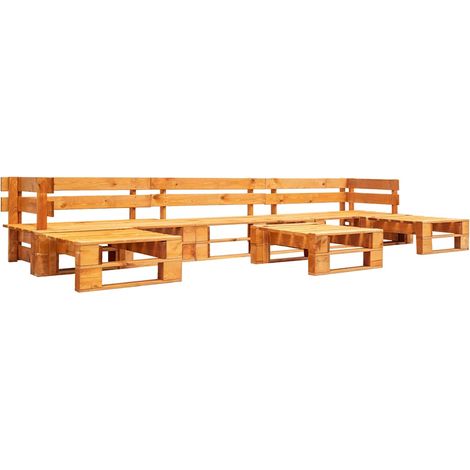 vidaXL Canapés de jardin palette 6 pcs Bois Marron miel (1/3)