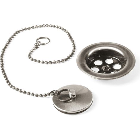 Bonde à bouchon pour lavabo, bidet et évier Ø 70 mm Chaînette de 42 cm. - TRES 03474601AC (1/2)