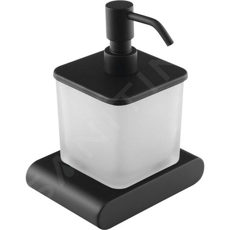 Sapho Flori - Distributeur de savon avec support, verre dépoli/noir mat, chrome RF019/15 (1/3)