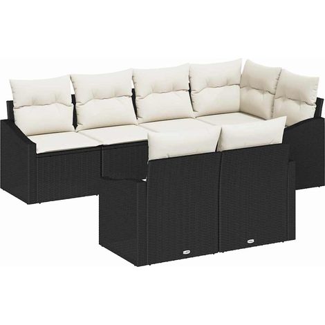 Maison Exclusive - Set Divano da Giardino 7 pcs Nero e Bianco polyrattan