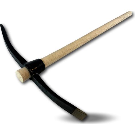 Pioche terrassier Manche 90 cm bois Panne acier forgé avec pointe et langue - Quantité x 1 - Pioche terrassier