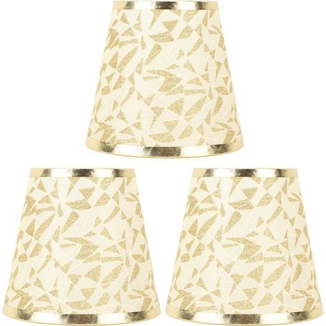 Moderner, zylinderförmiger Lampenschirm aus Textil zum Aufclipsen für E14-Glühbirnen – Wandlampen und Kronleuchter (3-teilig, goldfarben) (1/5)