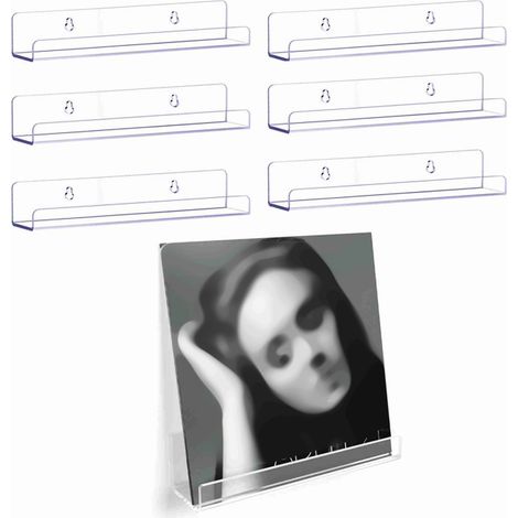 Supports de Disques Vinyles en Acrylique - ETAGERE MURALE -   - 12 pouces, 6 pièces - Transparent, 32 x 12 x 7 cm