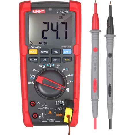 Multimetro digitale True RMS con selezione automatica della portata, alta precisione, 6000 conteggi e display LCD retroilluminato per misurazioni elettriche generiche. (1/5)