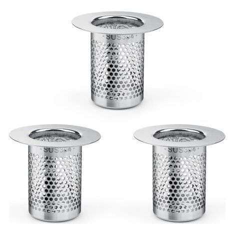Filtre à cheveux pour douche, filtre à cheveux de douche en acier inoxydable 3 pièces, filtre d'évier 5,5 × 5 cm pour balcon, filtre de siphon de sol de cuisine (1/5)