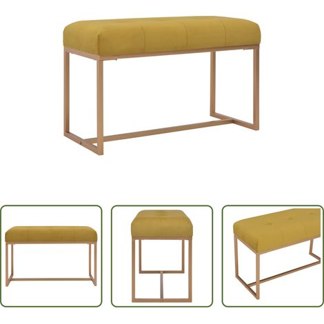 vidaXL Tapisserie en velours -  Banc 80 cm Moutarde Velours (1/5)