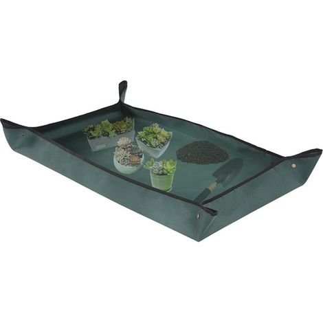 Pflanzmatte Umtopfmatte Faltbare, wasserdichte Pflanzmatte zum Umtopfen Grünes Oxford Gewebe 110 x 75 cm mit erhöhtem Rand (1/5)