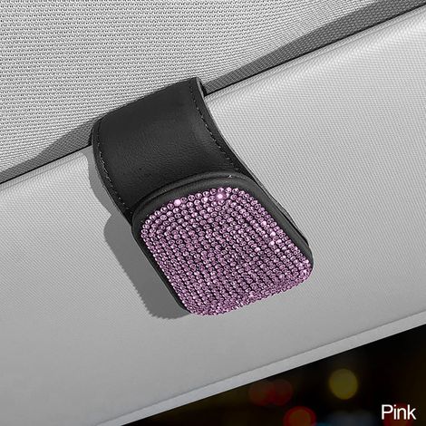 Porte de voiture, lunettes de soleil ornées de strass et de cristaux, avec clip, porte-cartes et porte-tickets, boucle, accessoires automobiles 05169