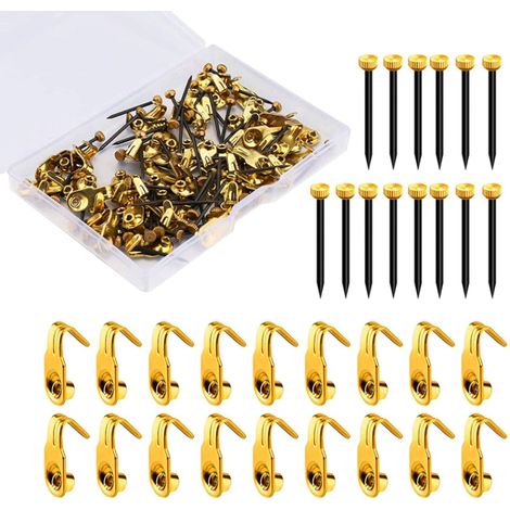 100pcs 10lb Kit De Support Pour Photo Cadre En Acier Inoxydable Attache Cadre Crochets De Suspension Photo Crochet Miroir Suspendre Assortis Accr (1/4)