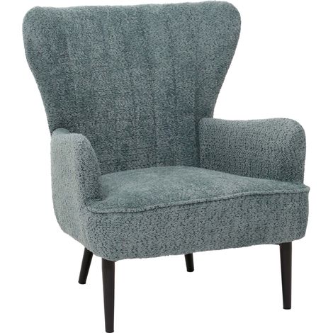 Lounge-Sessel HWC-K37, Cocktail-/Ohrensessel Polsterstuhl Retro Vintage Stoff Chenille (500g/m²) Öko-Tex  bleu-vert