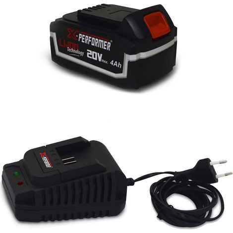 Batterie CONCEPT 20V Lithium 4 Ah compatible pour la gamme d'outils Electro-portatifs X-PERFORMER + Chargeur unclus