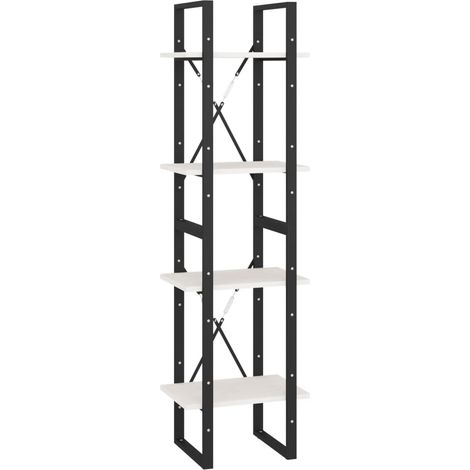 Étagère de Rangement Bibliothèque à 4 niveaux, Montage facile, Blanc 40x30x140 cm Bois de pin massif OIB7395E (1/5)