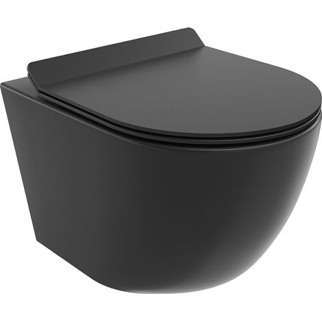Mexen Lena inodoro sin reborde Rimless Tornado con asiento de cierre suave slim, duroplástico, negro mate - 30220185T (1/5)