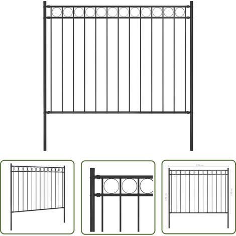 The Living Store Gartenzaun Stahl 1,7x1,2 m Schwarz - Gartenzaun - Stahlezaunt - Metallzaun - Zaunfeld - Gartenabtrennung (1/4)