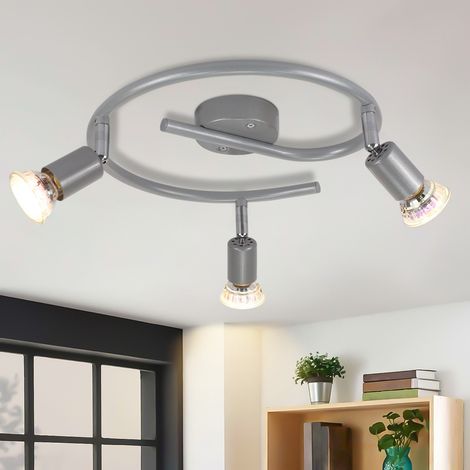 GBLY Plafonnier LED 3 Spots de plafond argenté orientable GU10 - Spots de plafond 3 ampoule Appliques murales Plafonnier de salle de bain Cuisine Couloir Chambre Ampoules incluses