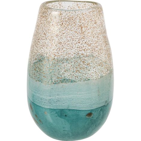 Vase Design en Verre "Gaspard" 24cm Turquoise (1/3)