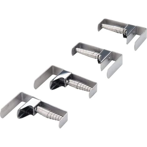 Set di clip per tovaglia (4 pezzi) - Clip per tovaglia da esterno in acciaio inox - Fermatovaglie a molla - Acciaio inox - Argento - 7,4 x 1,6 x 4,5 cm (1/2)