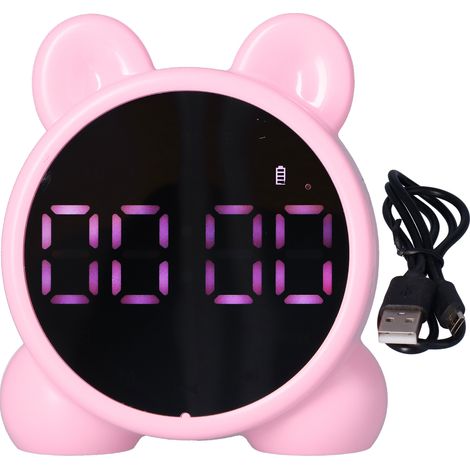 Réveil Bluetooth P1 Enceinte Portable Rechargeable Horloge Numérique avec Haut-Parleur pour Enfants Chambre Bureau Rose (1/5)