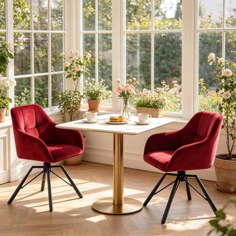 Chaises de salon et cuisine larges pivotantes avec dossier moelleux – Lot de 2 chaises salle à manger confortables (1/4)