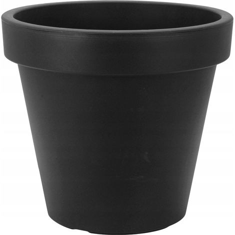 Grande vaso rotondo in plastica, color antracite, 48 cm