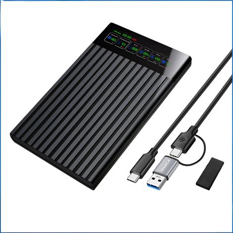 1 Boîtier disque dur 2,5 pouces Type-C, écran intelligent, 6 Gbps, UASP+TRIM, PC+ABS (1/5)