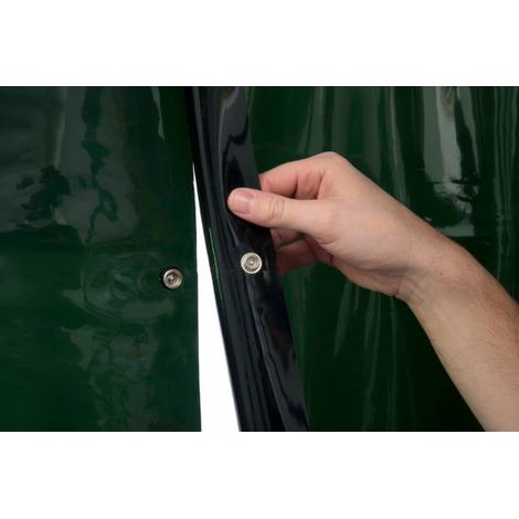 Pantalla de soldadura conectable WELDAS 137x180cm con anillos de suspensión Verde (1/3)
