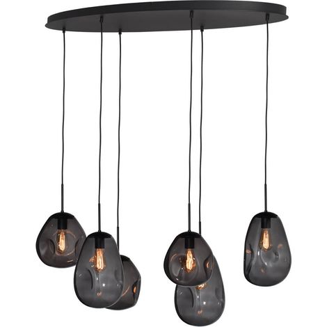 Lampe suspendue Lava Oval 6x verre à fumée - 2764-05-130-50-60522